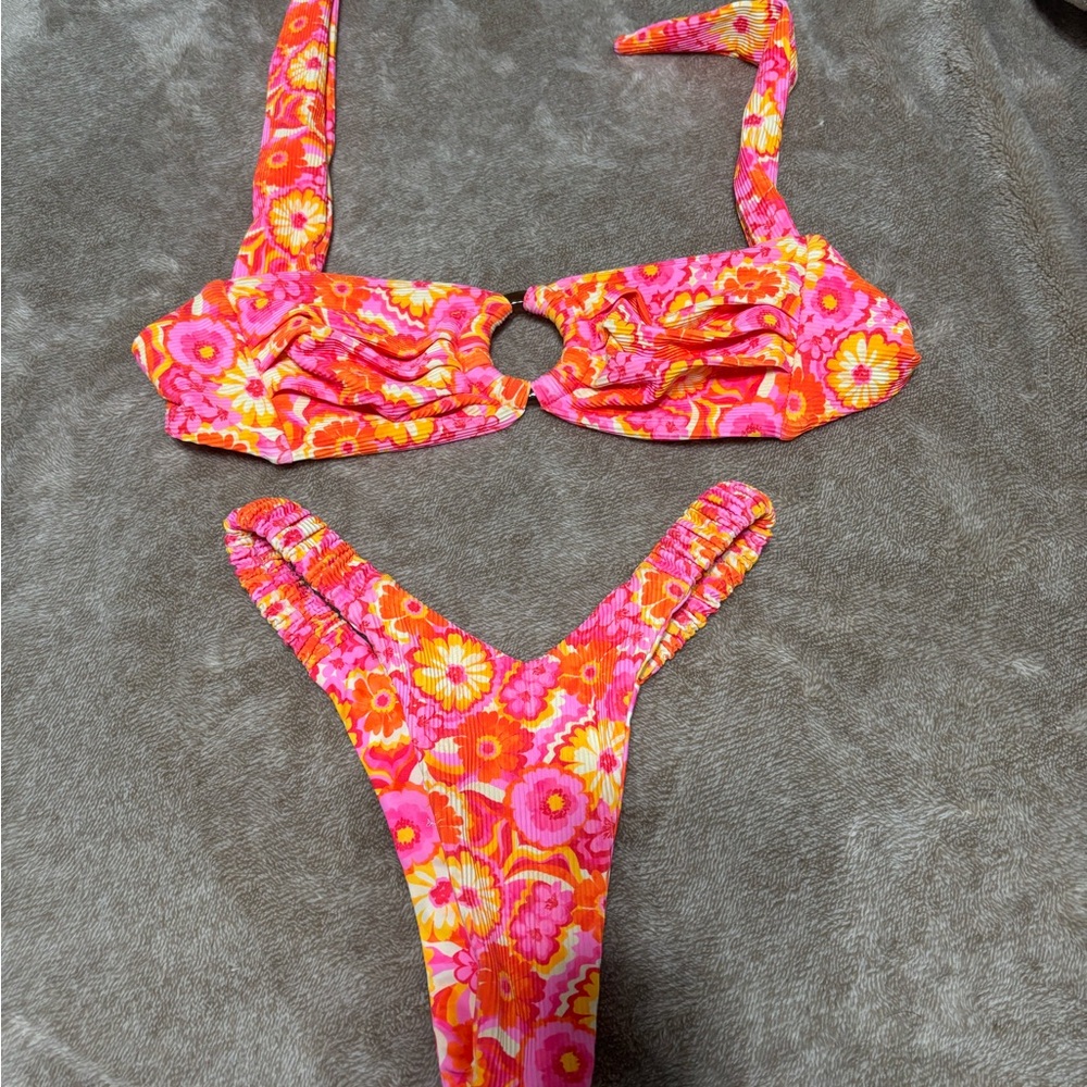 Floral Pink and Orange Kulani Kinis Bikini Set